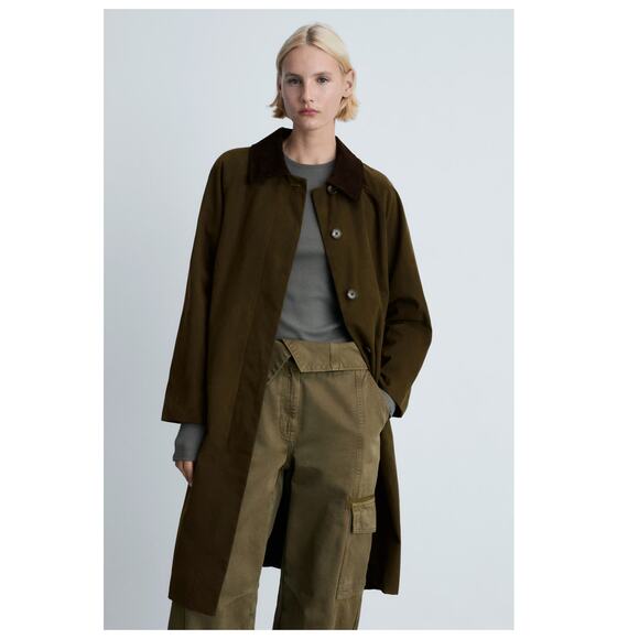 Mango Jackets & Blazers - Mango Long Corduroy Collar Barn Jacket Size US/Large